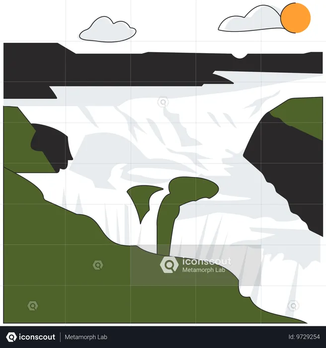 Islande - Cascade de Gullfoss  Illustration