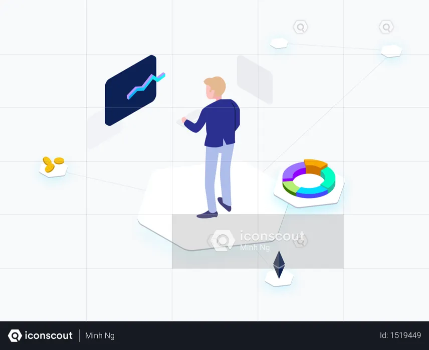 Isometric Graphic Business Cryptocurrency  Illustration