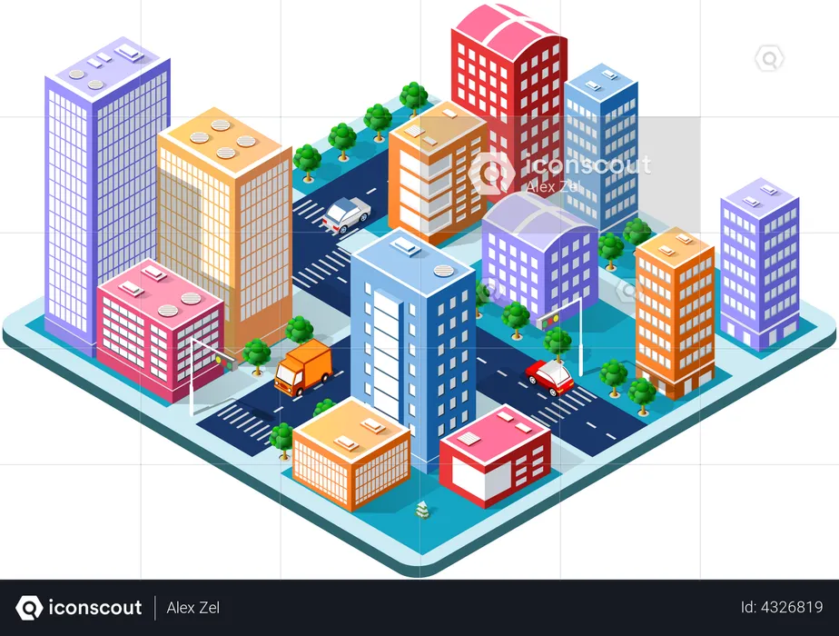 Isometrische Stadt  Illustration