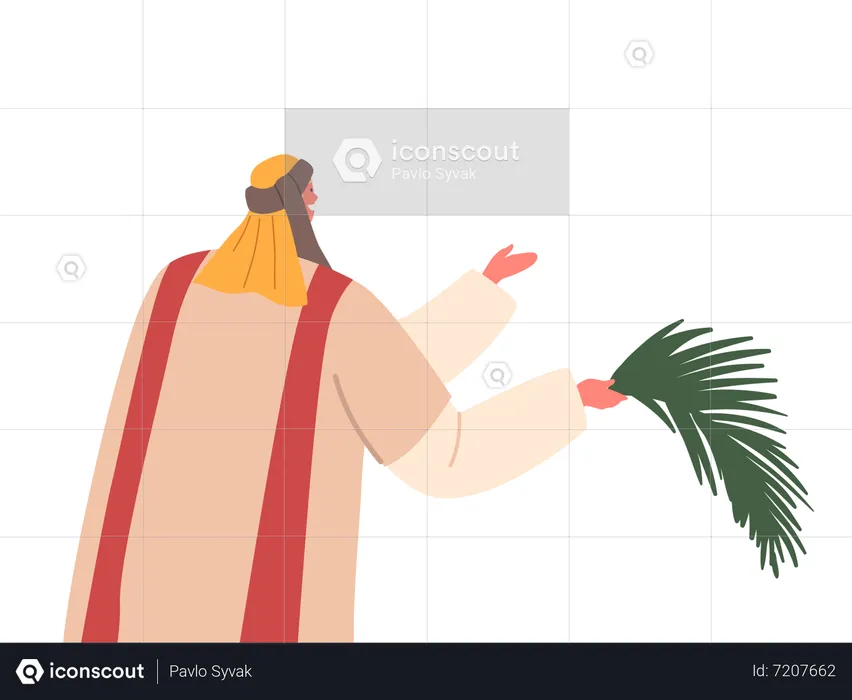Israelite Man Holding Palm Leaf  Illustration
