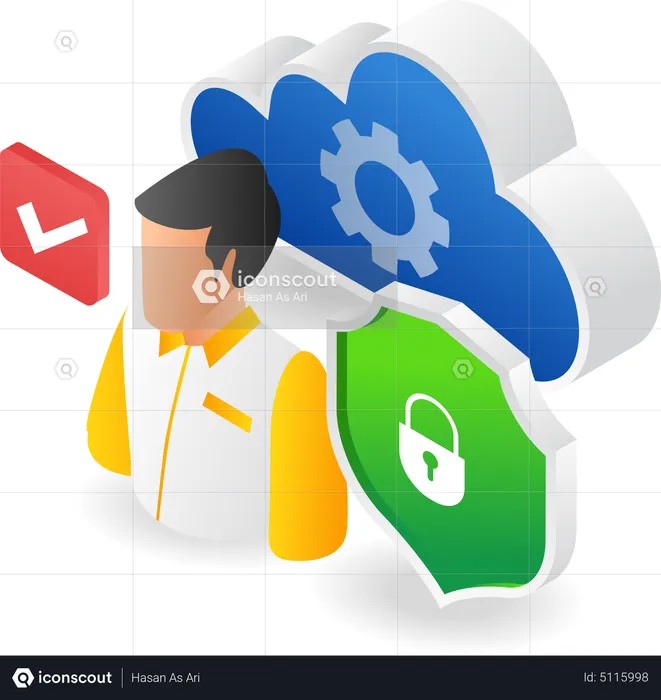 IT security cloud server  Illustration