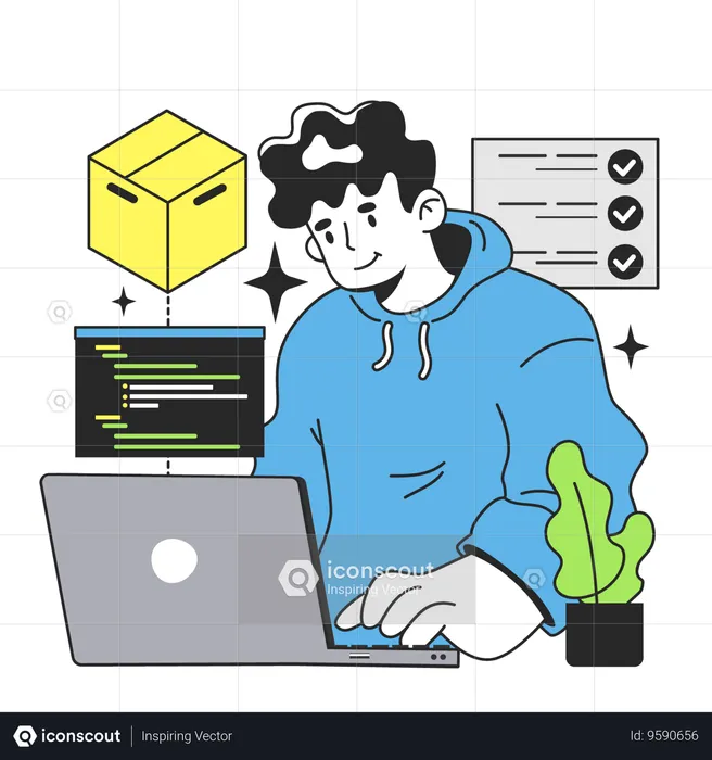 IT specialist searching box approach  Illustration