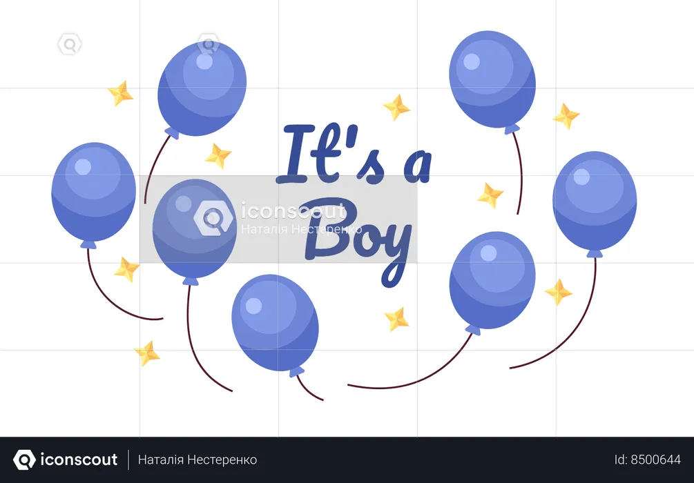 Its boy gender reveal balloons  Illustration