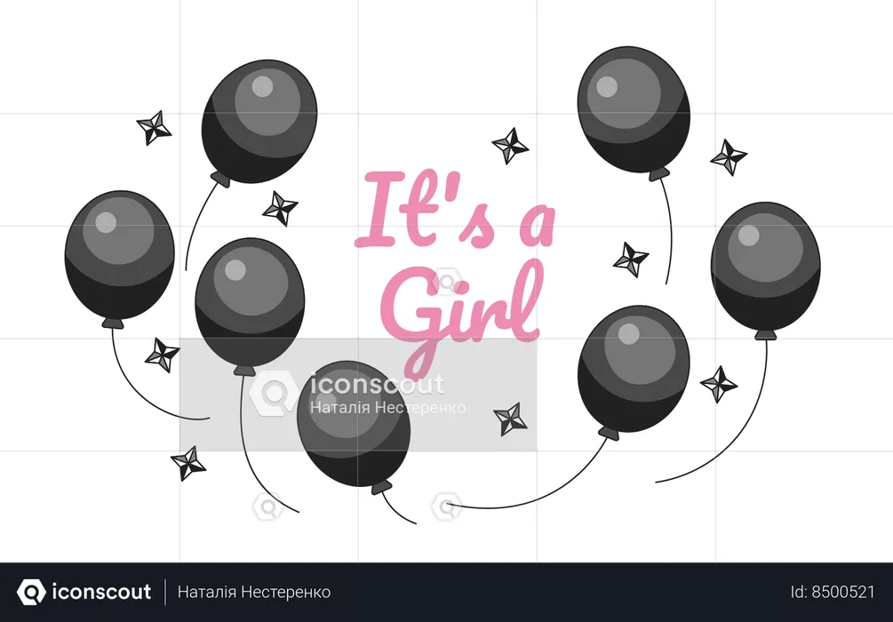 Its girl gender reveal balloons  Illustration