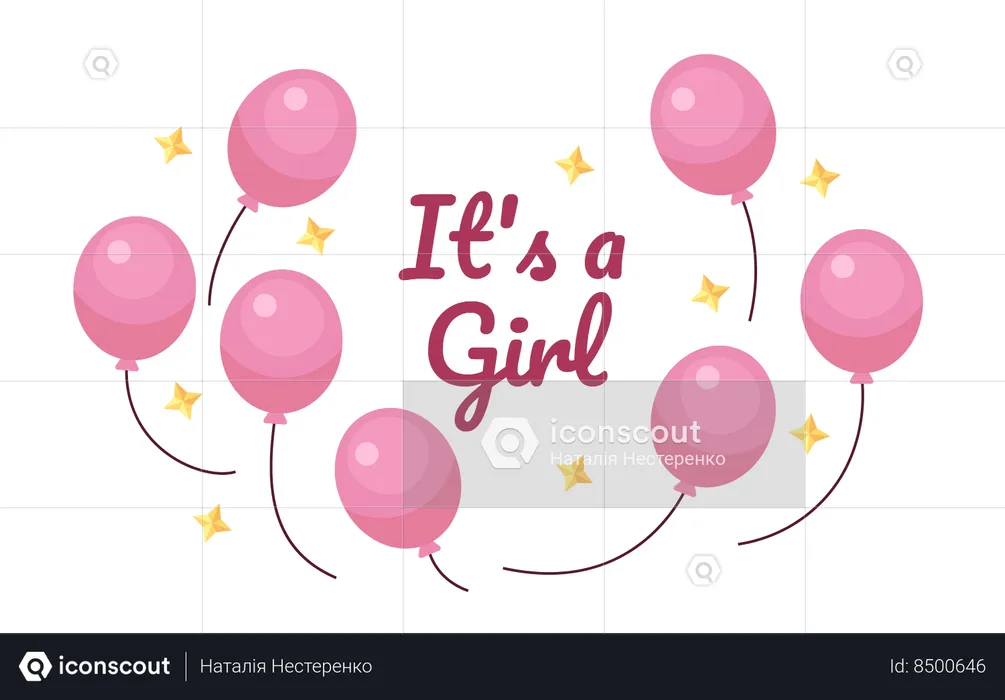 Its girl gender reveal balloons  Illustration