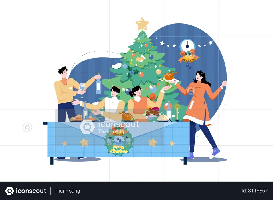 Jantar de natal  Ilustração