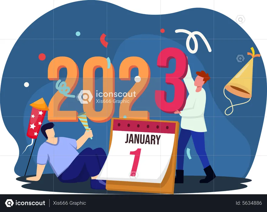 January 1 2023 new year day  Illustration