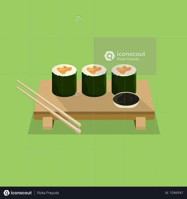 Japanese Food Sushi Roll  Illustration