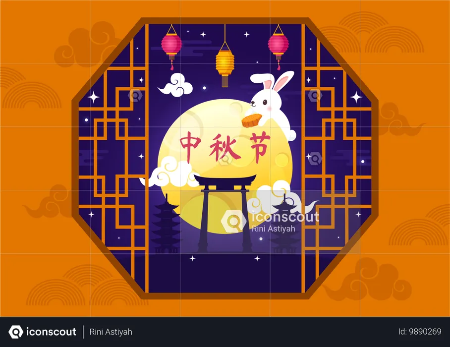 Japanese Mid Autumn Festival  Illustration