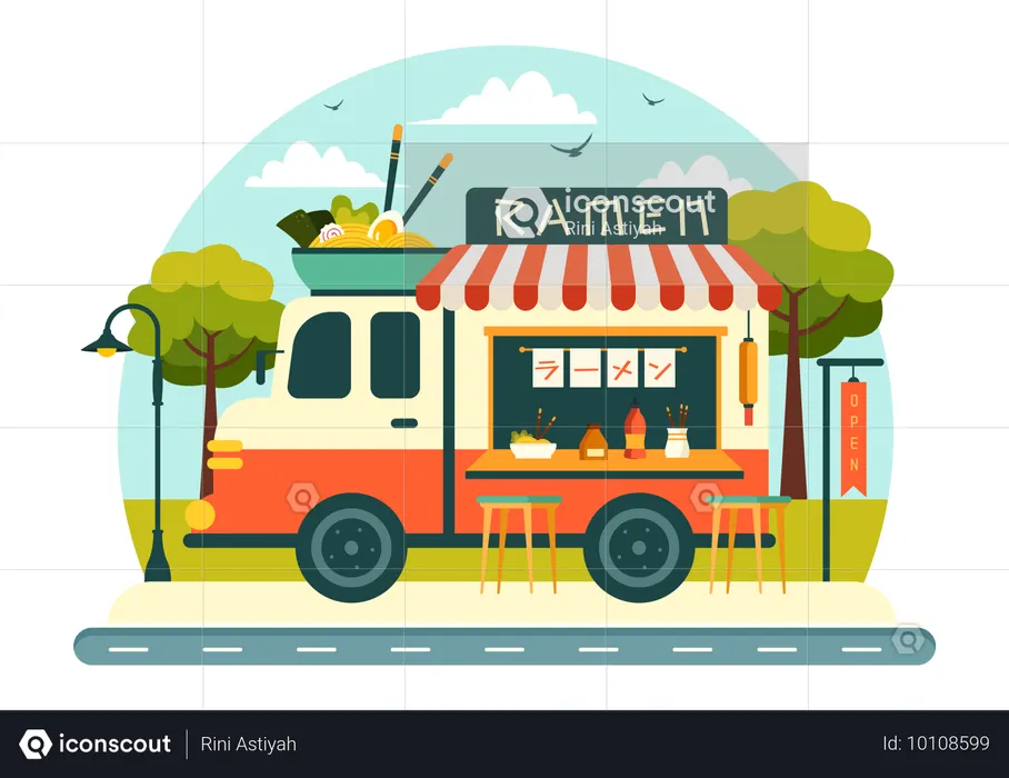 Japanese Ramen Truck  Illustration
