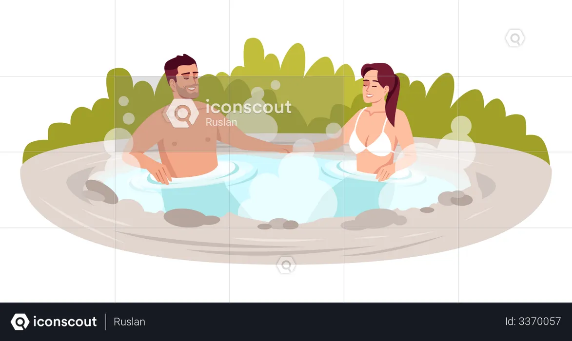 Japanese spa resort  Illustration