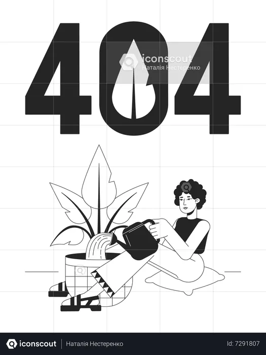 Message flash 404 sur la plante d'intérieur de jardinage  Illustration