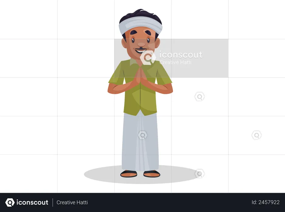 Jardineiro indiano em pose de boas-vindas  Ilustração