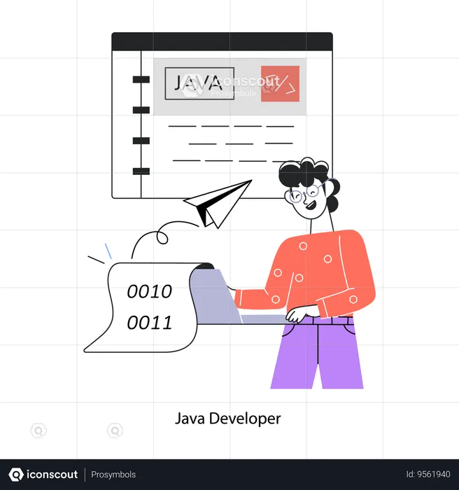 Java Developer Working On Programming  Illustration