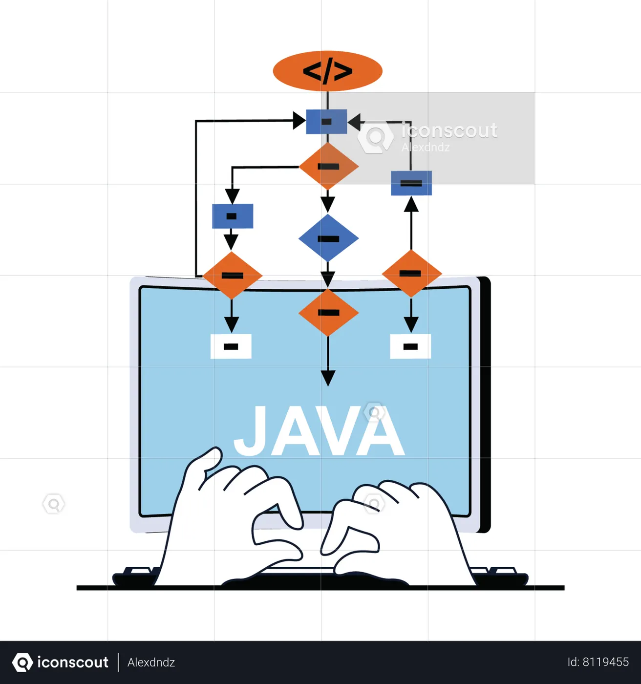 Best Java flow chart diagram Illustration download in PNG & Vector format