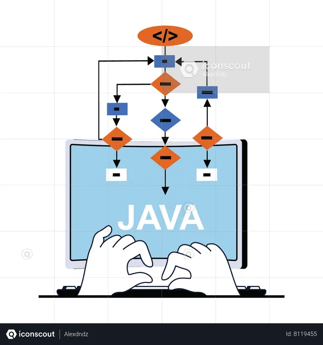 Java flow chart diagram  Illustration