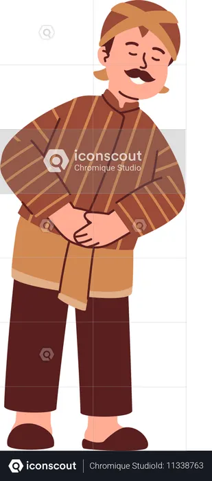 Javanese Man Wear Blangkon  Illustration