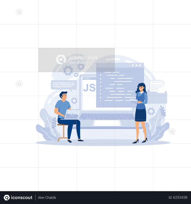 JavaScript programming language on computer  Illustration