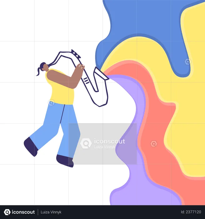 Jazz Man playing Saxophone  Illustration