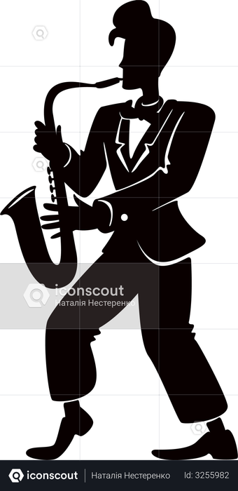 Jazz musician with saxophone Illustration