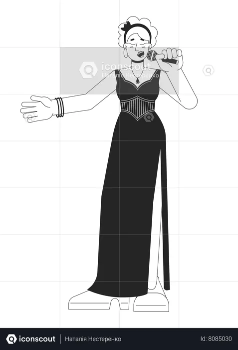 Jazz singer with microphone  Illustration