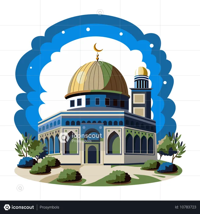 Jerusalem und die Moschee  Illustration