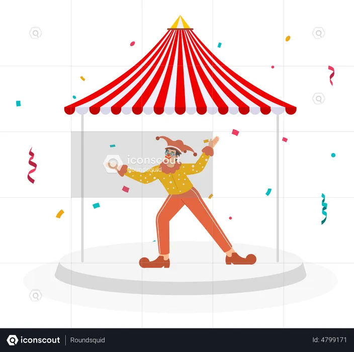 Jester in amusement park  Illustration