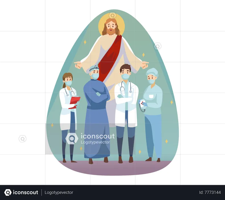 Jesus blessings on medical people  Illustration