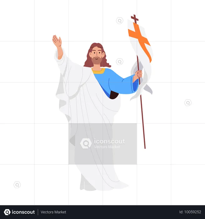 Jesus Christ Holding resurrected flag  Illustration