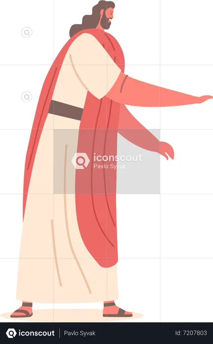 Jesus Christ Stands With Stretched Arm  Illustration