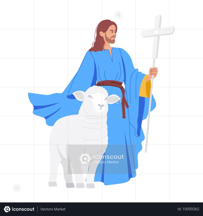 Jesus com cabra  Ilustração