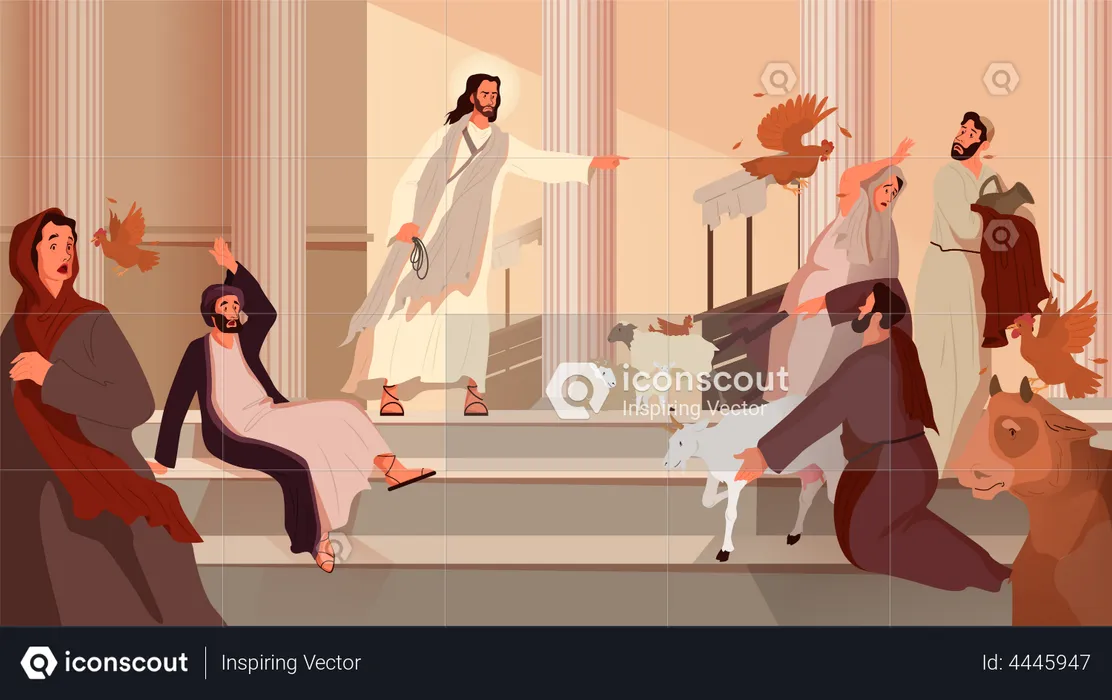 Jesus expelling the merchants  Illustration