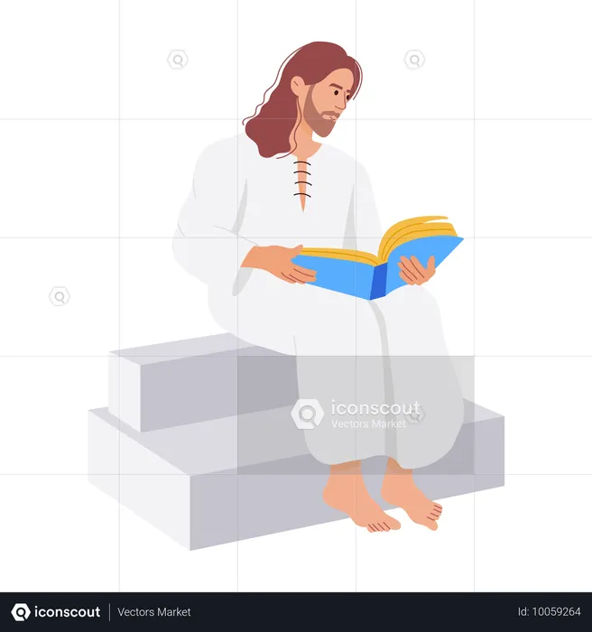 Jesus lendo a Bíblia  Ilustração