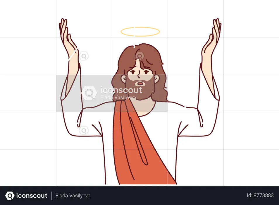 Jesus messiah is praying to god  Illustration