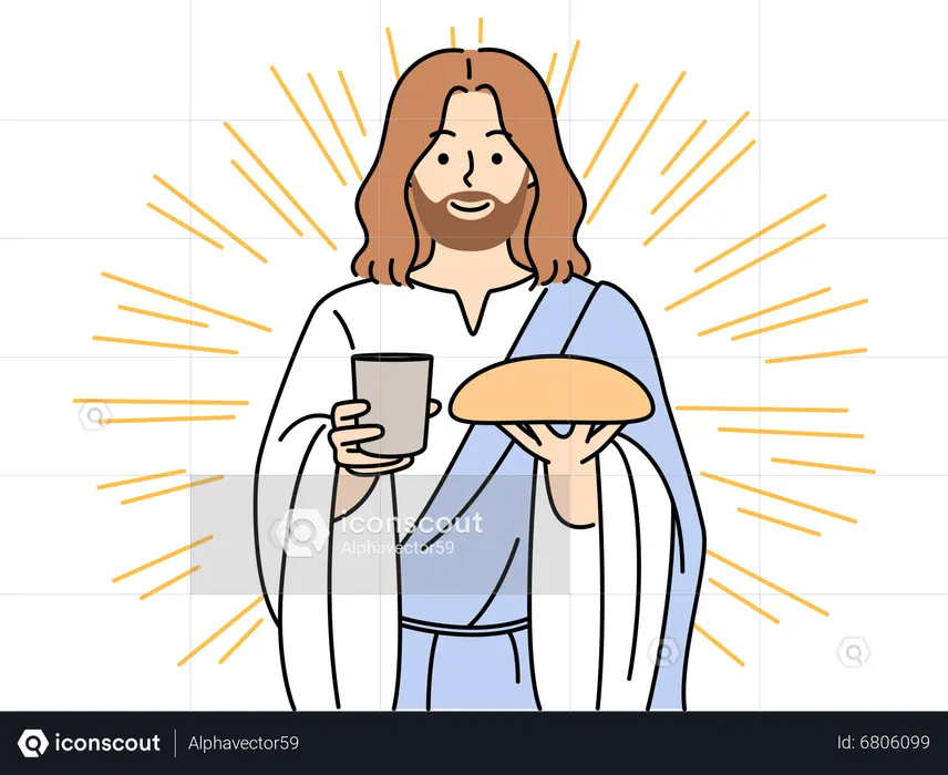 Jesus oferecendo comida  Ilustração