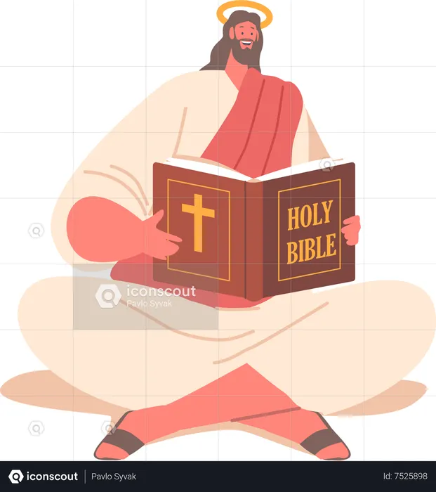 Jesus reading bible  Illustration