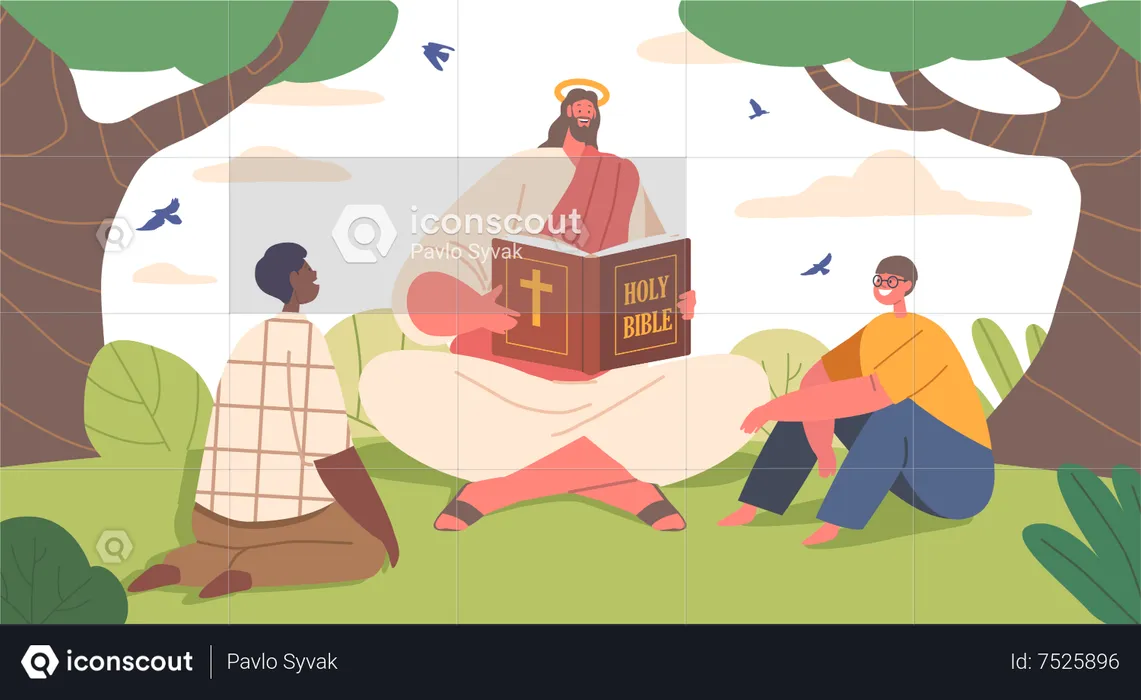 Jesus spreading wisdom and love  Illustration