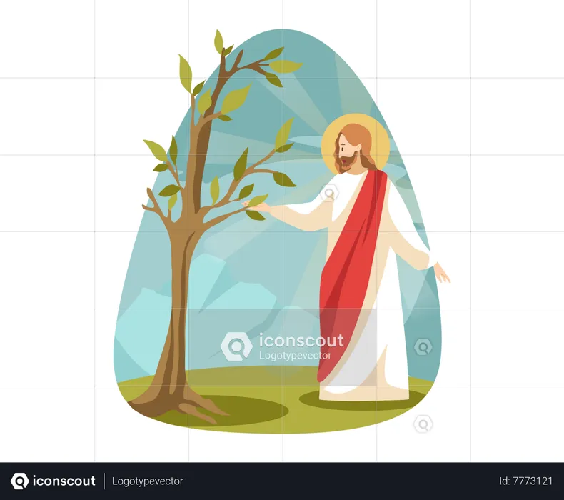 Jesus with plant  Illustration