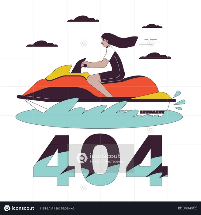 Jet ski riding error 404  Illustration