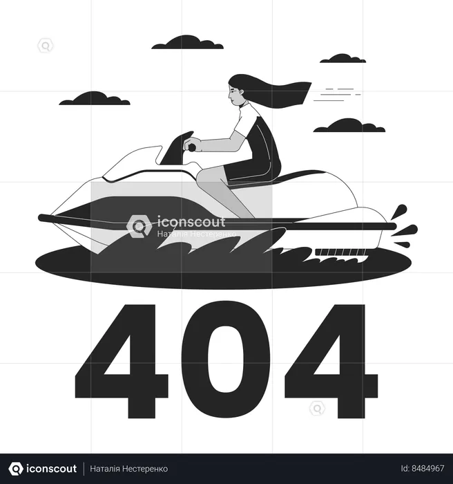 Jet ski riding error 404  Illustration