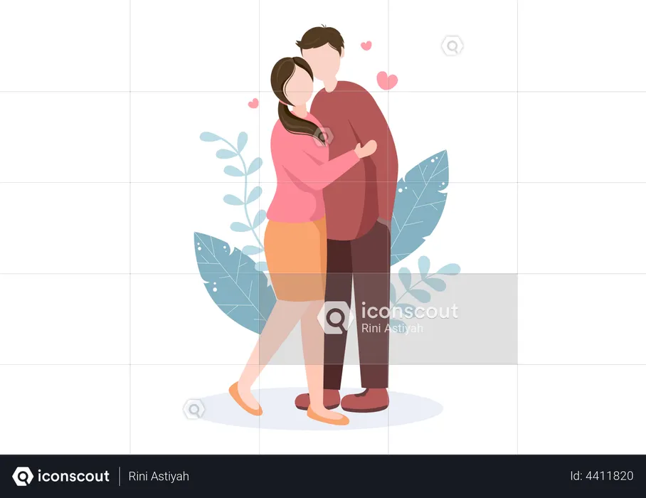 Jeune couple s'embrassant  Illustration