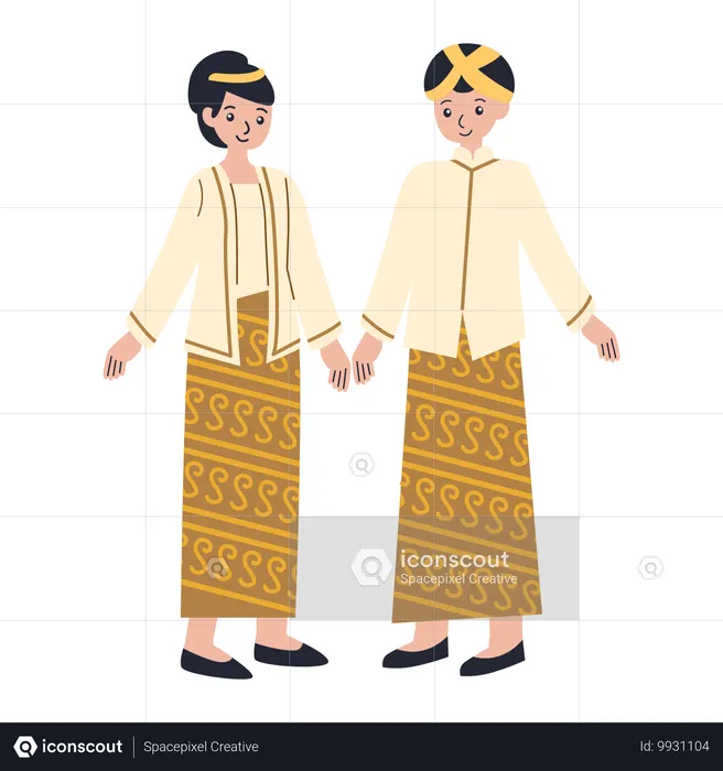 Jeune couple portant une robe Yogyakarta  Illustration