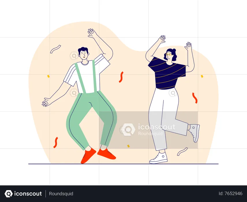 Jeune couple sautant de bonheur  Illustration