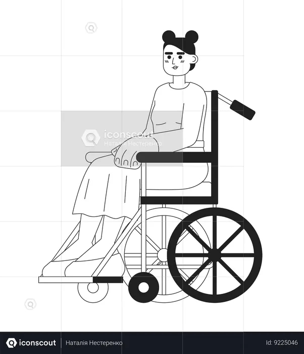 Jeune femme caucasienne en fauteuil roulant  Illustration