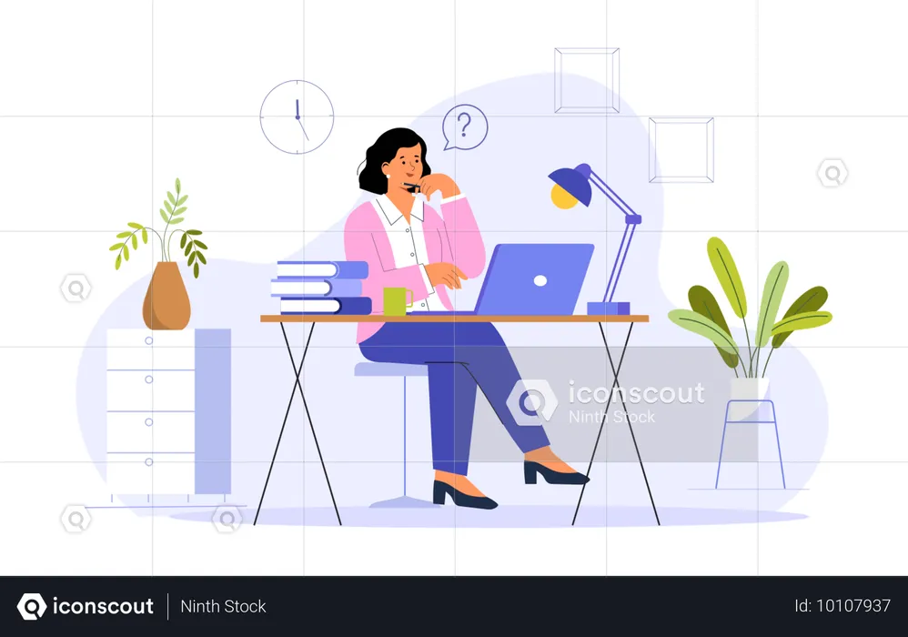 Une jeune femme confuse pour le travail  Illustration