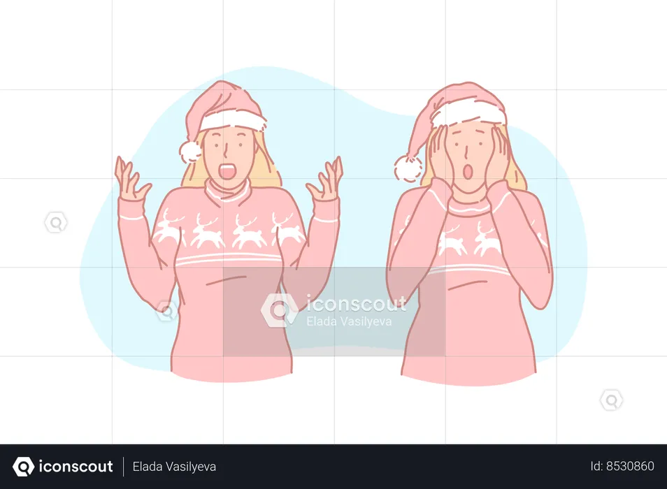 Jeune femme en vêtements de Noël  Illustration