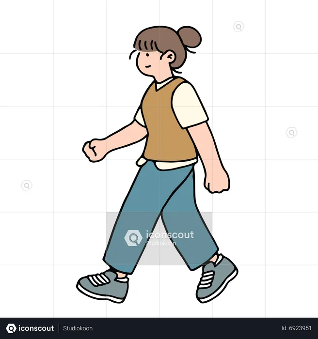 Jeune femme qui marche  Illustration