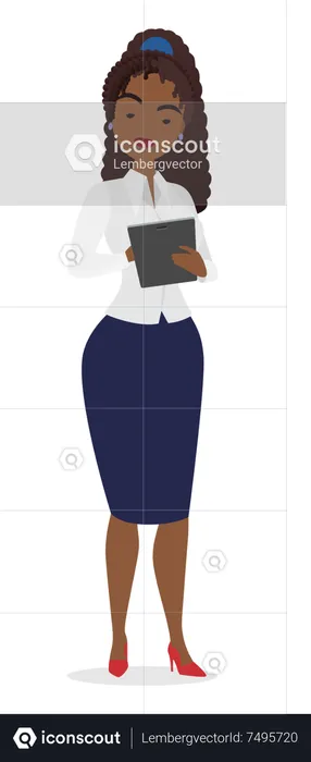 Jeune femme tenant une tablette  Illustration