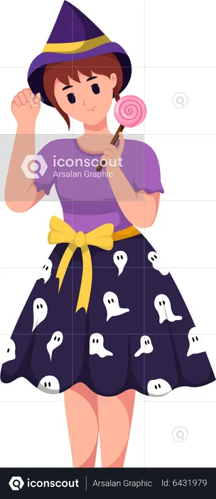 Jeune fille avec un costume d'Halloween  Illustration