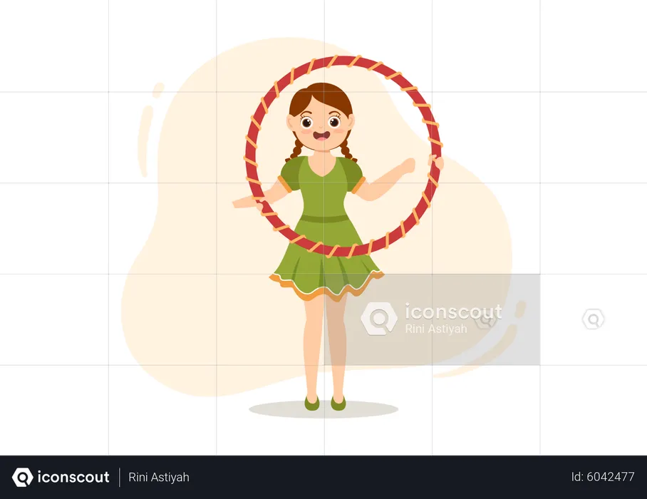 Jeune fille jouant au Hula Hoop  Illustration